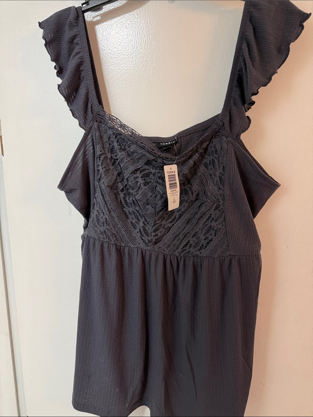torrid Black Lace Ruffle Strap Camisole